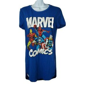 Freeze Marvel Avengers Graphic Tshirt Top Blue Juniors M Superheroes Split Side